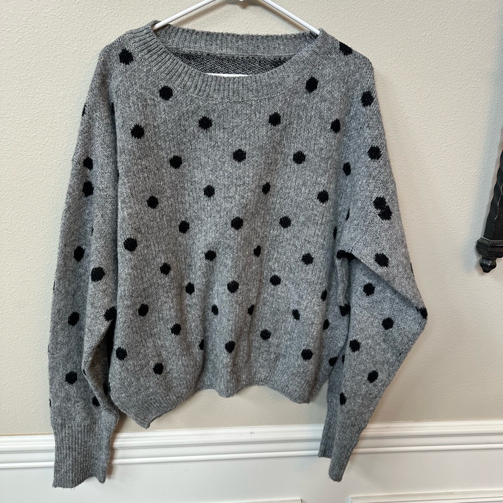 Women’s Polka Dot Gray and Black Sweater